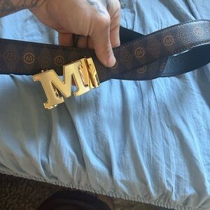 Gold 'M' Buckle Brown Belt